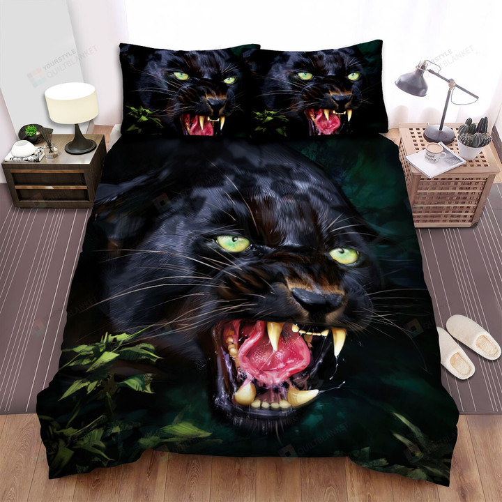 The Wild Animal - The Panther Attacking Art Bed Sheets Spread Duvet Cover Bedding Sets