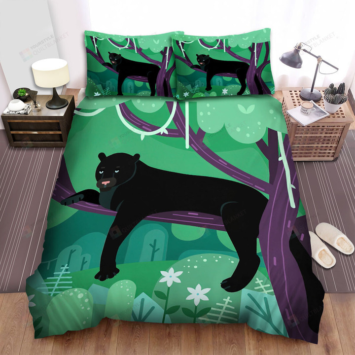 The Wild Animal - The Black Panther On The Branch Bed Sheets Spread Duvet Cover Bedding Sets