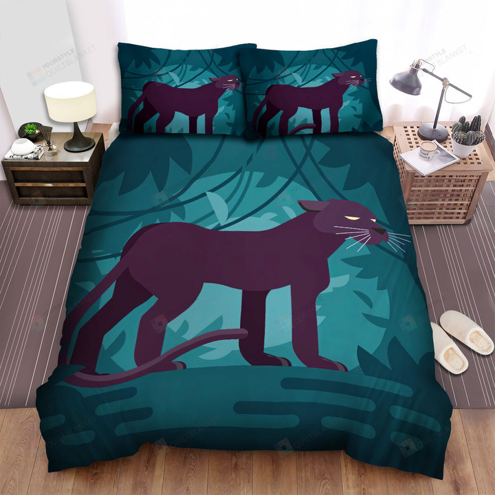 The Wild Animal - The Black Panther Illustration Vector Bed Sheets Spread Duvet Cover Bedding Sets