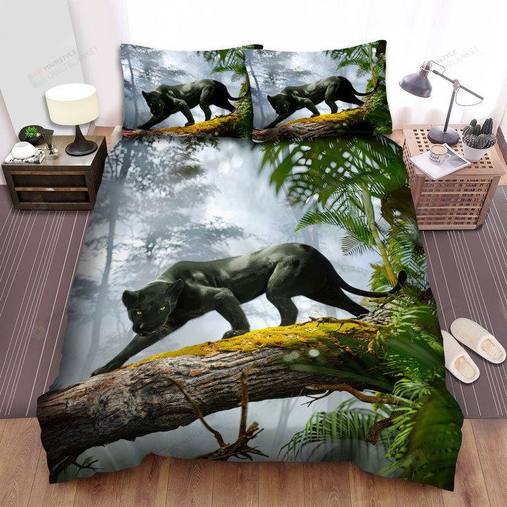 The Wild Animal - The Panther Watching His Target Bed Sheets Spread Duvet Cover Bedding Sets