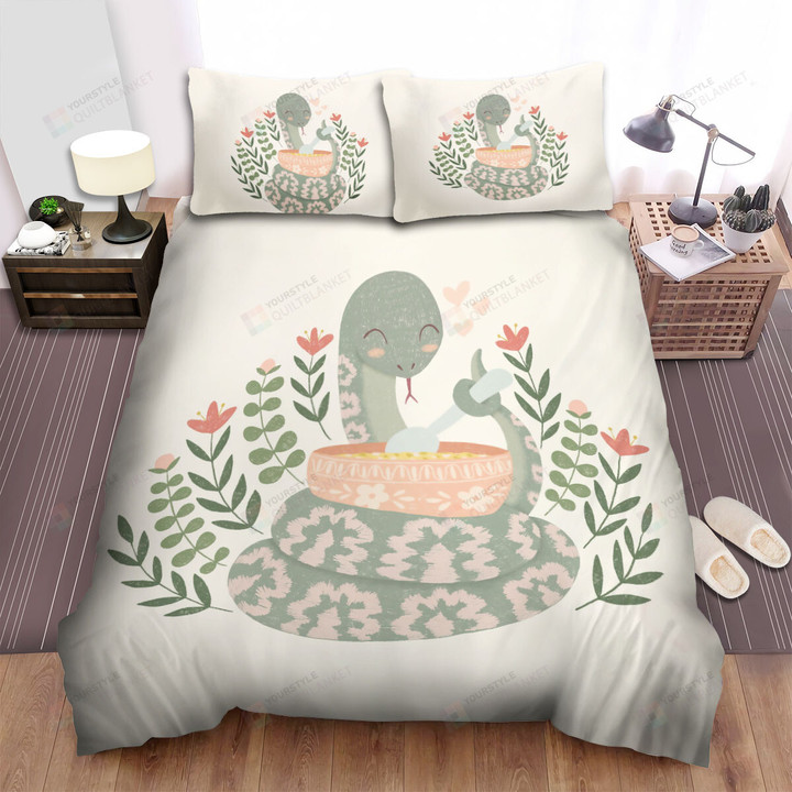 The Reptile - The Snake Eating His Soup Bed Sheets Spread Duvet Cover Bedding Sets