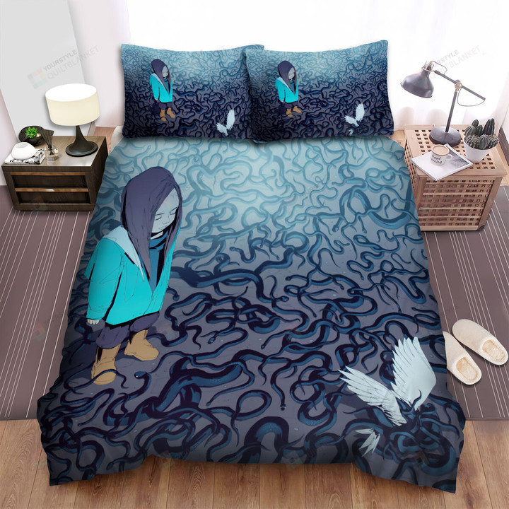 The Reptile - The Girl Among Black Snakes Bed Sheets Spread Duvet Cover Bedding Sets