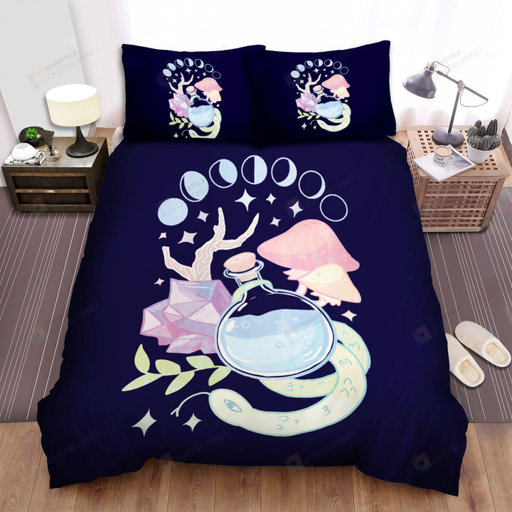 The Reptile - The Snake And The Moon Phases Bed Sheets Spread Duvet Cover Bedding Sets