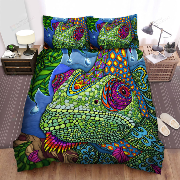 The Wild Animal - The Chameleon Psychedelic Art Bed Sheets Spread Duvet Cover Bedding Sets
