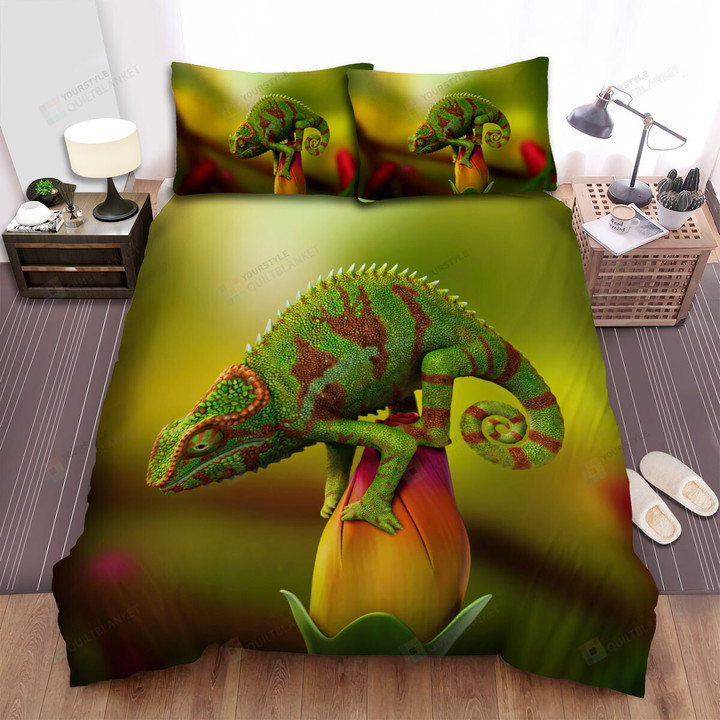 The Wild Animal - The Chameleon On A Flower Bed Sheets Spread Duvet Cover Bedding Sets