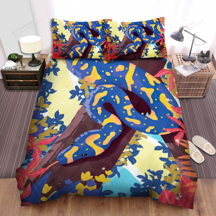 The Reptile - The Blue Snake On A Tree Bed Sheets Spread Duvet Cover Bedding Sets