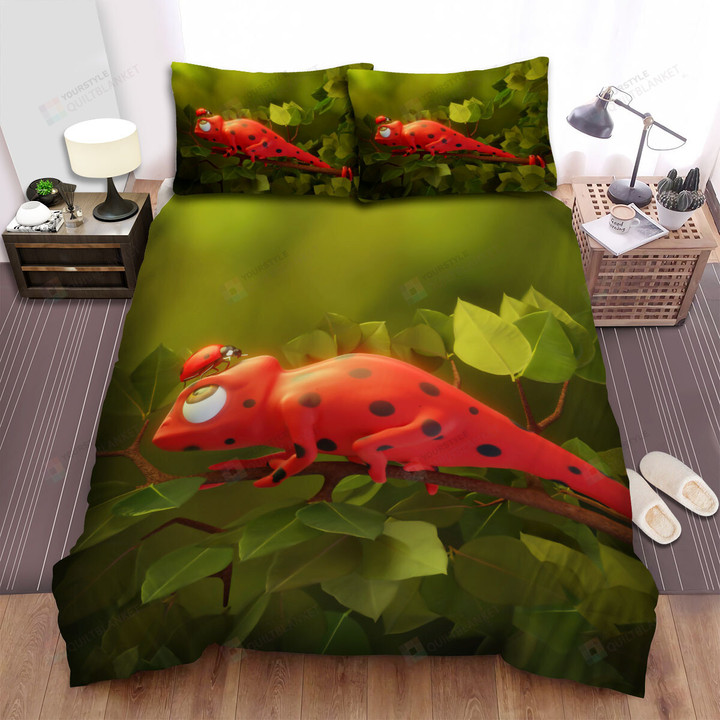 The Wild Animal - The Chameleon Turning His Color Like A Ladybug Bed Sheets Spread Duvet Cover Bedding Sets