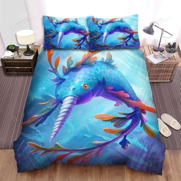 The Wild Animal - The Blue Narwhal In The Sea Art Bed Sheets Spread Duvet Cover Bedding Sets