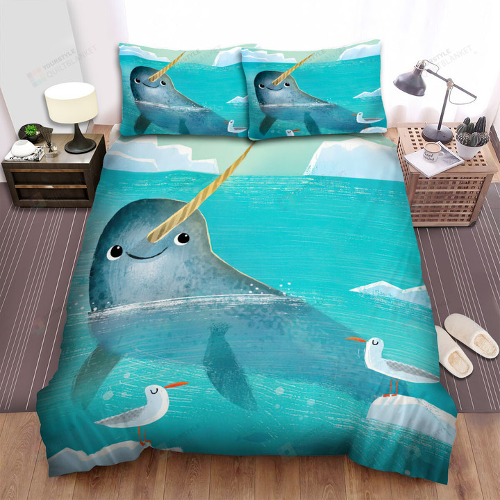 The Wild Animal - The Narwhal And The Seagull Bed Sheets Spread Duvet Cover Bedding Sets
