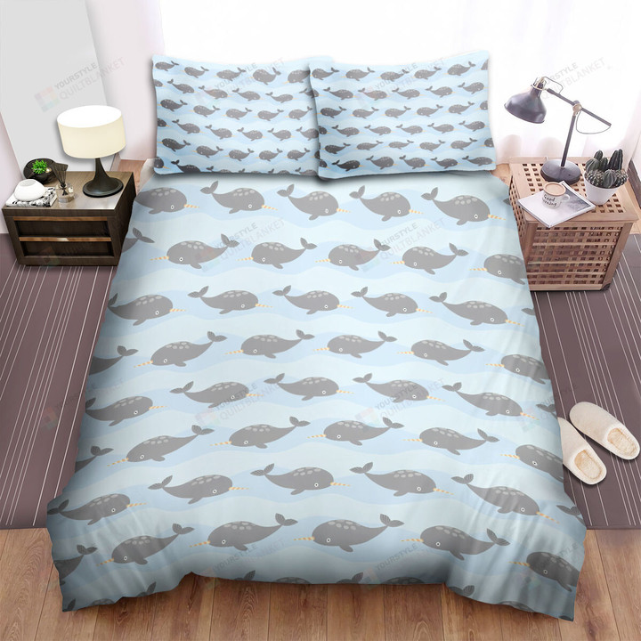 The Wild Animal - The Narwhal In Row Bed Sheets Spread Duvet Cover Bedding Sets
