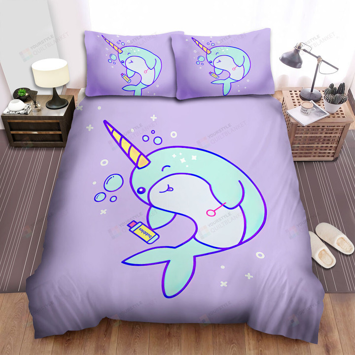 The Wild Animal - The Narwhal Blowing Bubbles Bed Sheets Spread Duvet Cover Bedding Sets