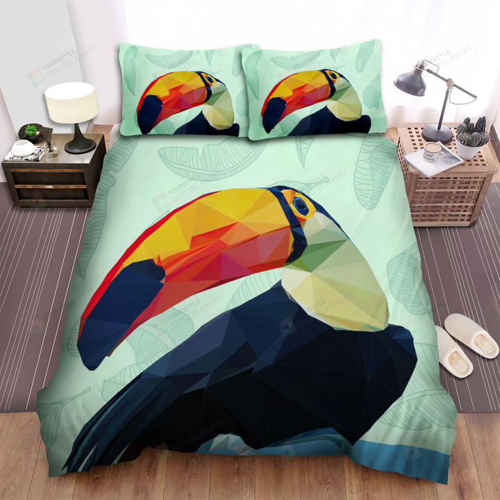 The Tropical Bird - The Toucan Polygon And Banana Leaves Bed Sheets Spread Duvet Cover Bedding Sets
