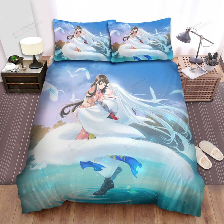 Yashahime: Princess Half-Demon Sesshomaru & Rin Dancing On The Water Artwork Bed Sheets Spread Duvet Cover Bedding Sets
