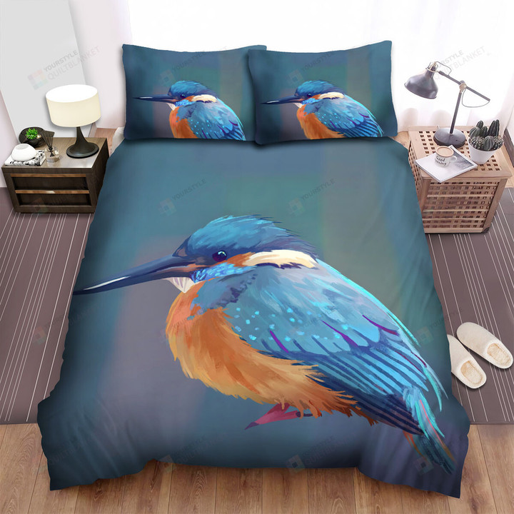 The Wildlife - The Blue Kingfisher Hand Drawn Art Bed Sheets Spread Duvet Cover Bedding Sets