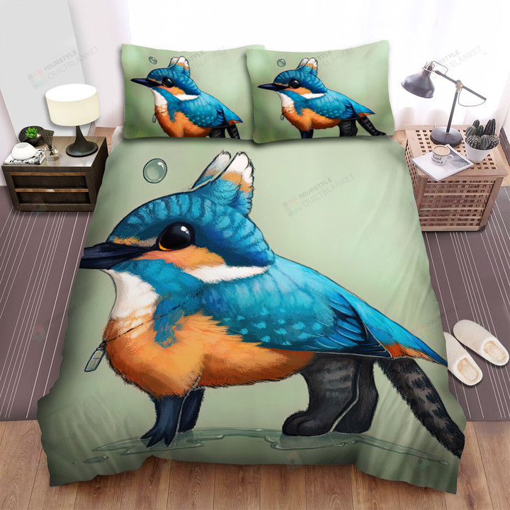 The Wildlife - The Blue Kingfisher Cat Art Bed Sheets Spread Duvet Cover Bedding Sets