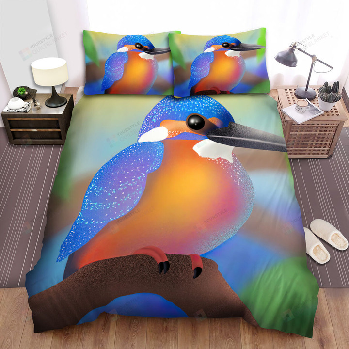 The Wildlife - The Blue Kingfisher Illustration Bed Sheets Spread Duvet Cover Bedding Sets