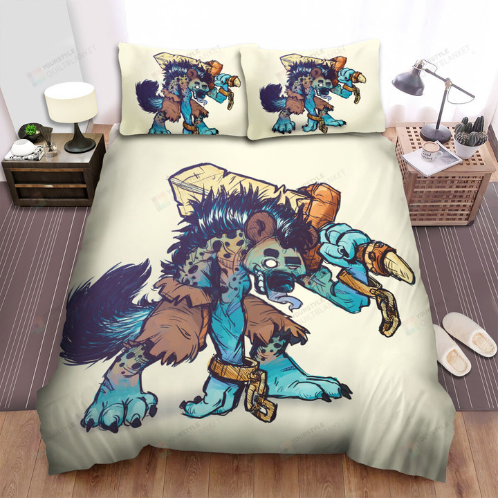 The Wild Aninmal - The Warrior Hyena Holding A Sword Artwork Bed Sheets Spread Duvet Cover Bedding Sets