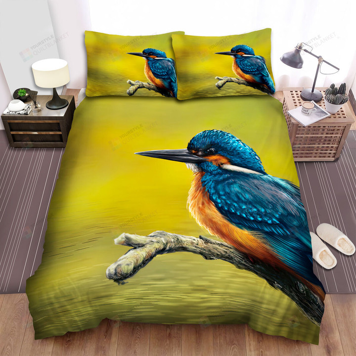 The Wildlife - The Kingfisher Waiting On A Tree Bed Sheets Spread Duvet Cover Bedding Sets