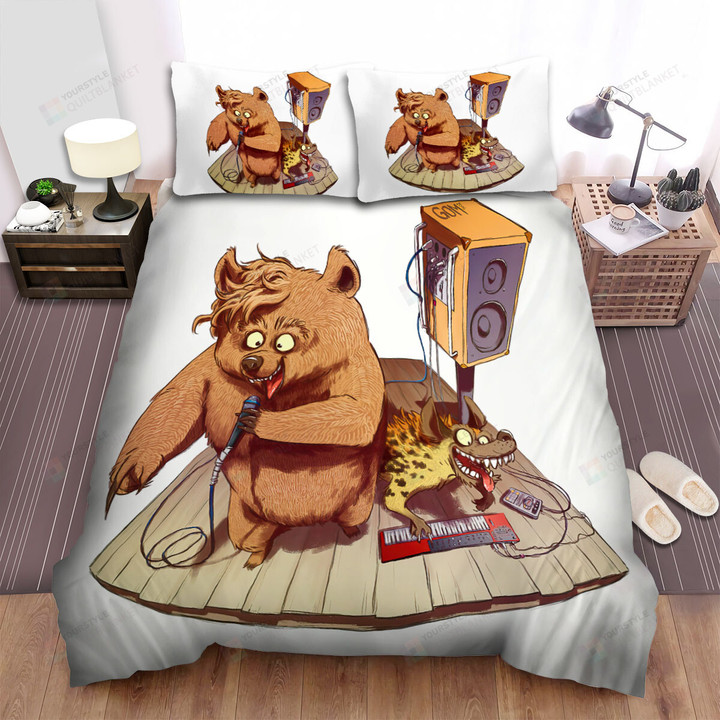 The Wild Aninmal - The Hyena Playing Musical Instrument Bed Sheets Spread Duvet Cover Bedding Sets