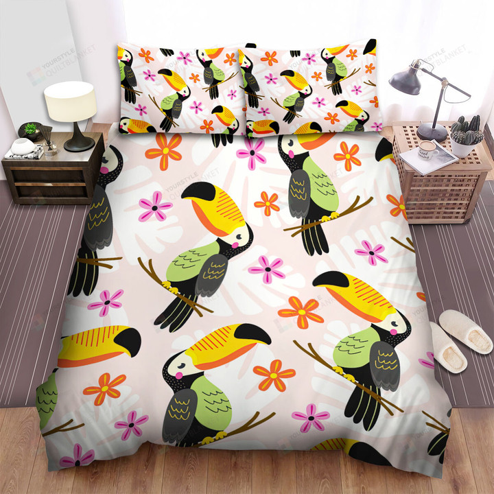 The Colorful Toucan Seamless Bed Sheets Spread Duvet Cover Bedding Sets