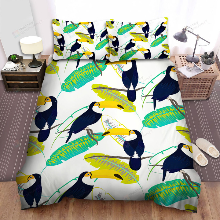 The Toucan And Banana Leaves Bed Sheets Spread Duvet Cover Bedding Sets