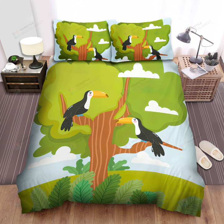 The Toucan Couple Vector Art Bed Sheets Spread Duvet Cover Bedding Sets