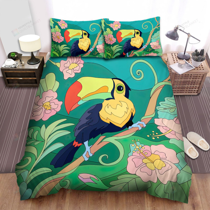 The Toucan Among Flowers Vector Art Bed Sheets Spread Duvet Cover Bedding Sets