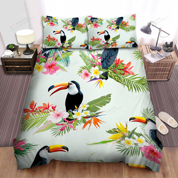 The Toucan And Leaves Pattern Bed Sheets Spread Duvet Cover Bedding Sets