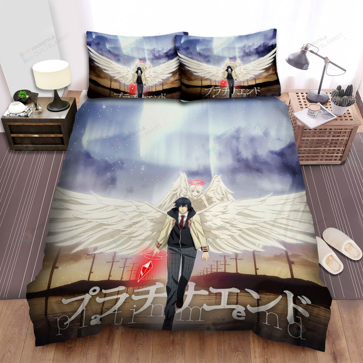 Platinum End Mirai Kakehashi With Nasse's Angel Wings Bed Sheets Spread Duvet Cover Bedding Sets