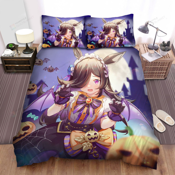 Umamusume Pretty Derby Rice Shower In Halloween Costume Bed Sheets Spread Duvet Cover Bedding Sets
