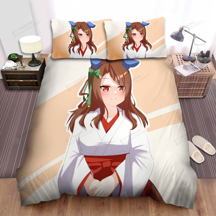 Umamusume Pretty Derby King Halo In Red & White Kimono Bed Sheets Spread Duvet Cover Bedding Sets