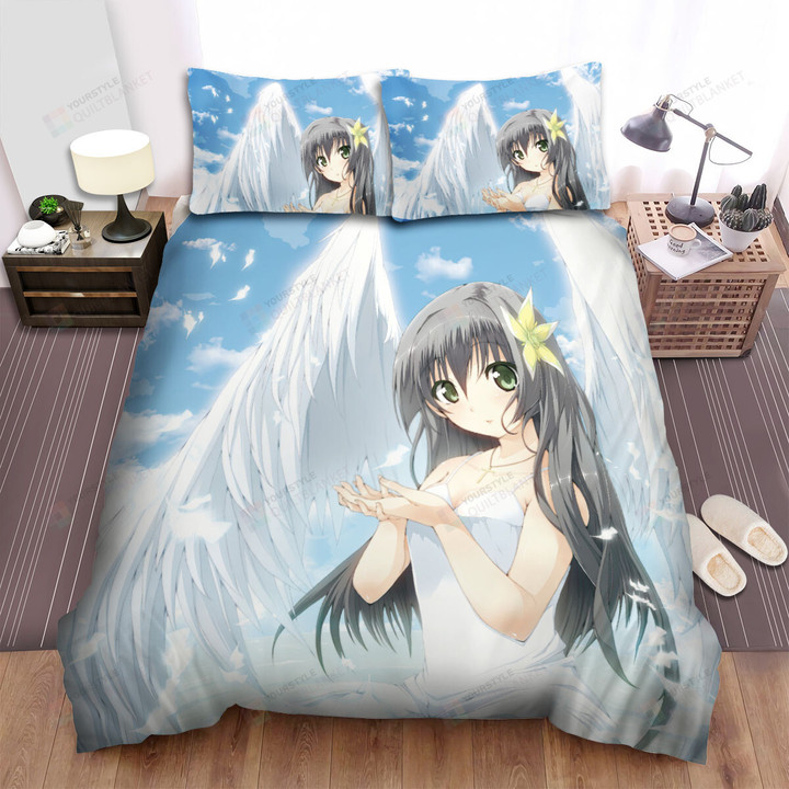 A Certain Scientific Railgun Saten Ruiko With White Angel Wings Bed Sheets Spread Duvet Cover Bedding Sets