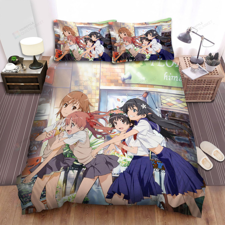 A Certain Scientific Railgun The Girls Hanging Out Bed Sheets Spread Duvet Cover Bedding Sets