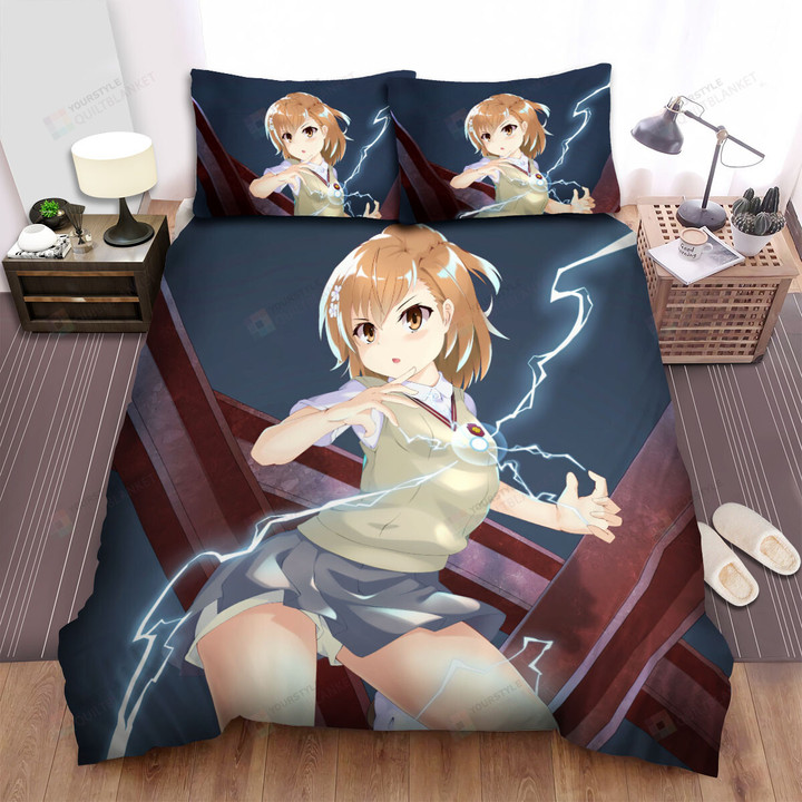 A Certain Scientific Railgun Mikoto With Her Lightning Bed Sheets Spread Duvet Cover Bedding Sets
