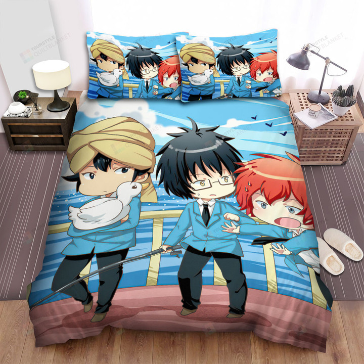 Tsuritama The Boys In Adorable Chibi Artwork Bed Sheets Spread Duvet Cover Bedding Sets