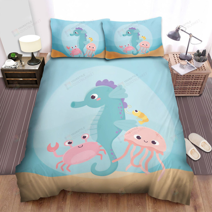 The Wild Animal - The Seahorse And Jellyfish Bed Sheets Spread Duvet Cover Bedding Sets