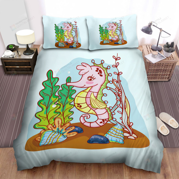 The Wild Animal - The Pink Seahorse Among Seaweeds Bed Sheets Spread Duvet Cover Bedding Sets
