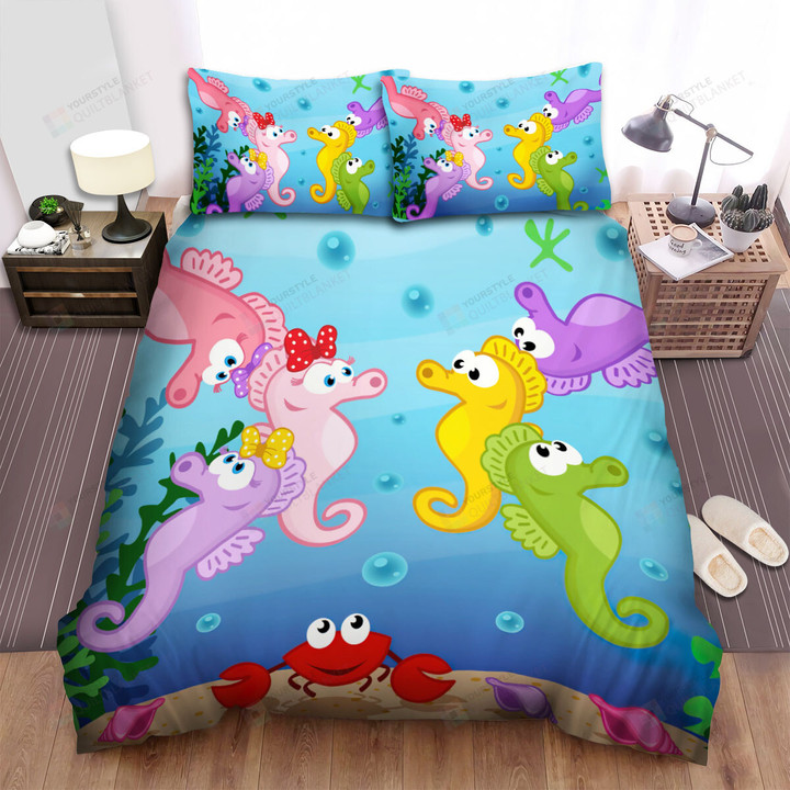The Wild Animal - The Seahorse In The Blue Water Bed Sheets Spread Duvet Cover Bedding Sets