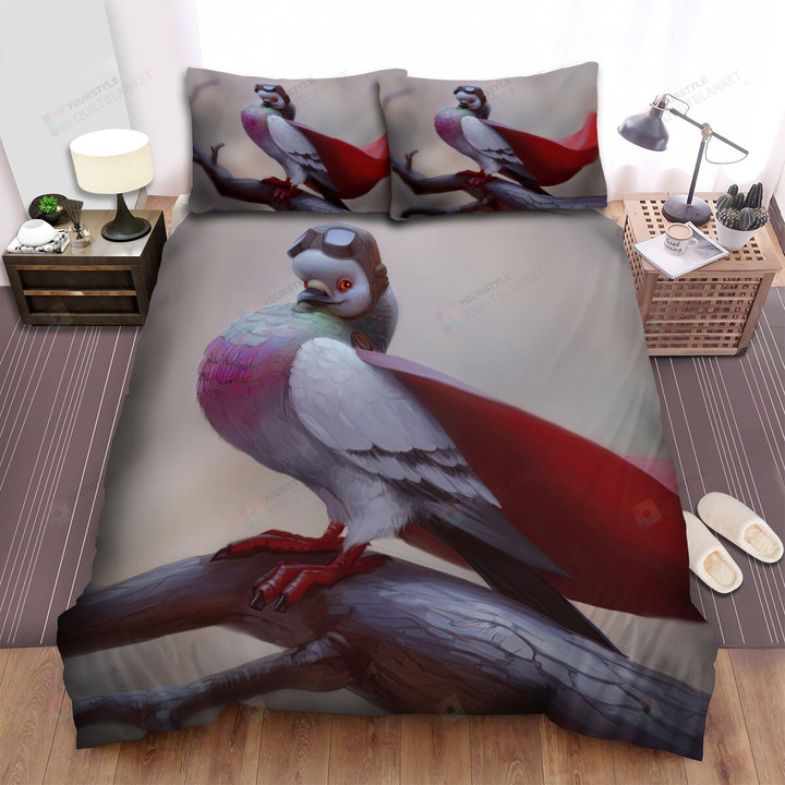 The Wildlife - The Pigeon In Red Cape Bed Sheets Spread Duvet Cover Bedding Sets