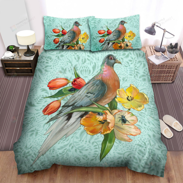 The Wildlife - The Pigeon And Flowers Bed Sheets Spread Duvet Cover Bedding Sets