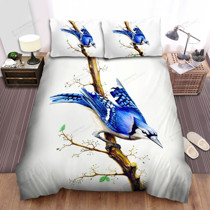 The Wild Animal - The Blue Jay Looking Down Art Bed Sheets Spread Duvet Cover Bedding Sets
