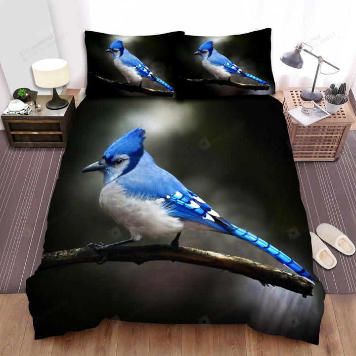 The Wild Animal - The Blue Jay On A Branch Wallpaper Bed Sheets Spread Duvet Cover Bedding Sets