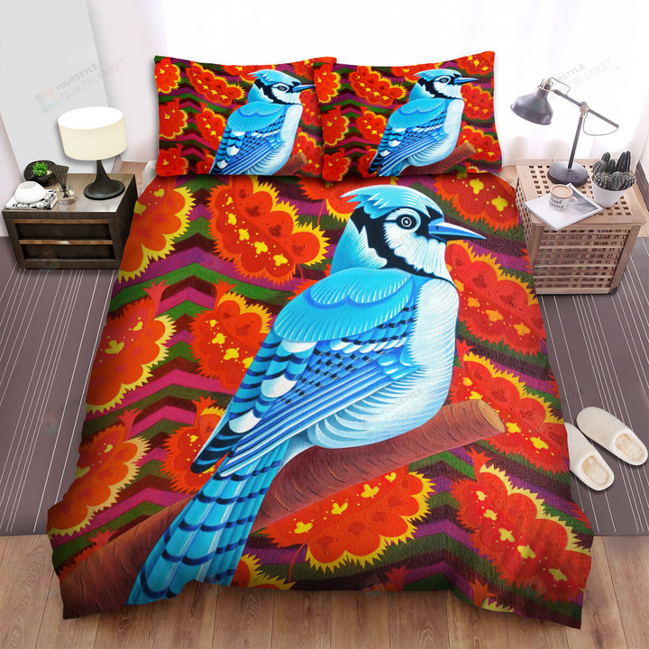 The Wild Animal - The Blue Jay On The Branch Art Bed Sheets Spread Duvet Cover Bedding Sets