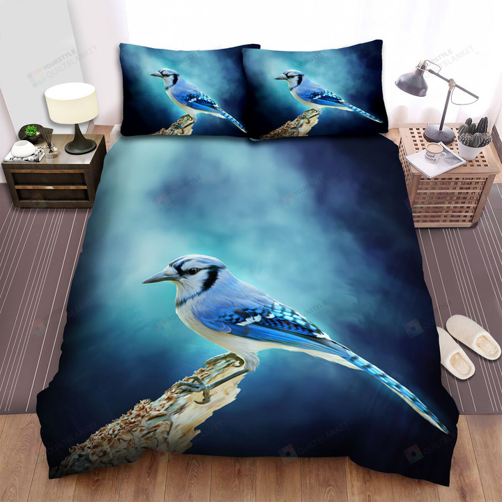 The Wild Animal - The Blue Jay On A Log Bed Sheets Spread Duvet Cover Bedding Sets