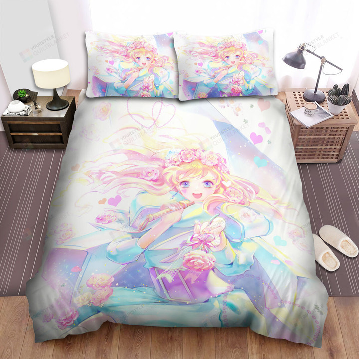 Macross Frontier Ranka Lee & Flowers Watercolor Artwork Bed Sheets Spread Duvet Cover Bedding Sets