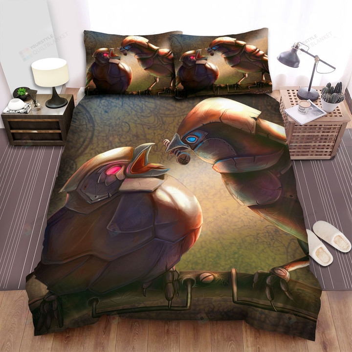 The Sparrow Robot Feeding Another Bed Sheets Spread Duvet Cover Bedding Sets