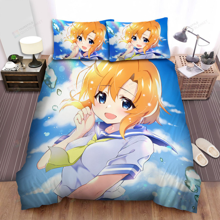 Higurashi When They Cry Ryuuguu Rena Having Fun In Water Artwork Bed Sheets Spread Duvet Cover Bedding Sets