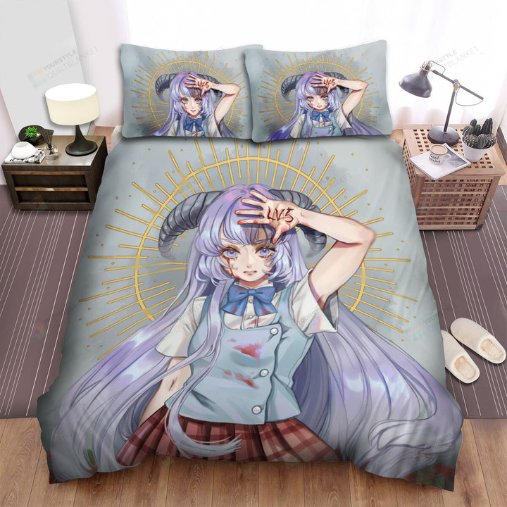 Higurashi When They Cry Furude Hanyuu's Quote Artwork Bed Sheets Spread Duvet Cover Bedding Sets