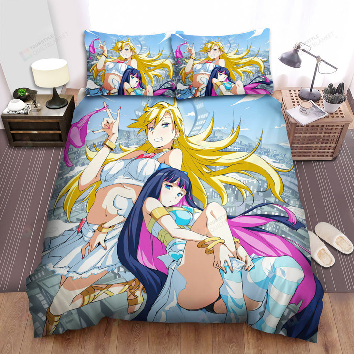 Panty & Stocking With Garterbelt The Anarchy Sisters Flying In The Air Bed Sheets Spread Duvet Cover Bedding Sets