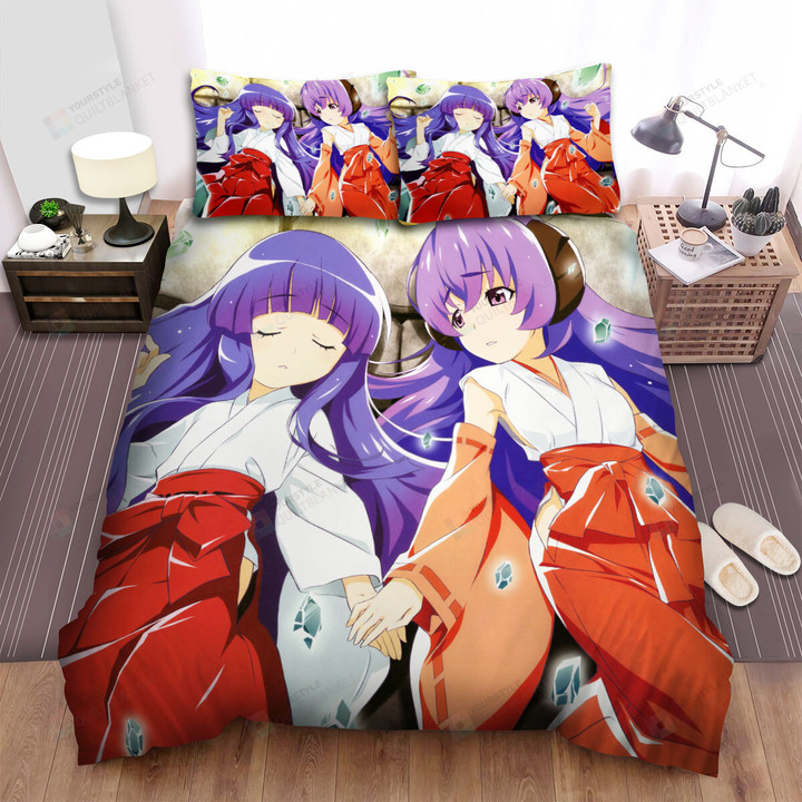 Higurashi When They Cry Furude Sisters In Kimono Artwork Bed Sheets Spread Duvet Cover Bedding Sets